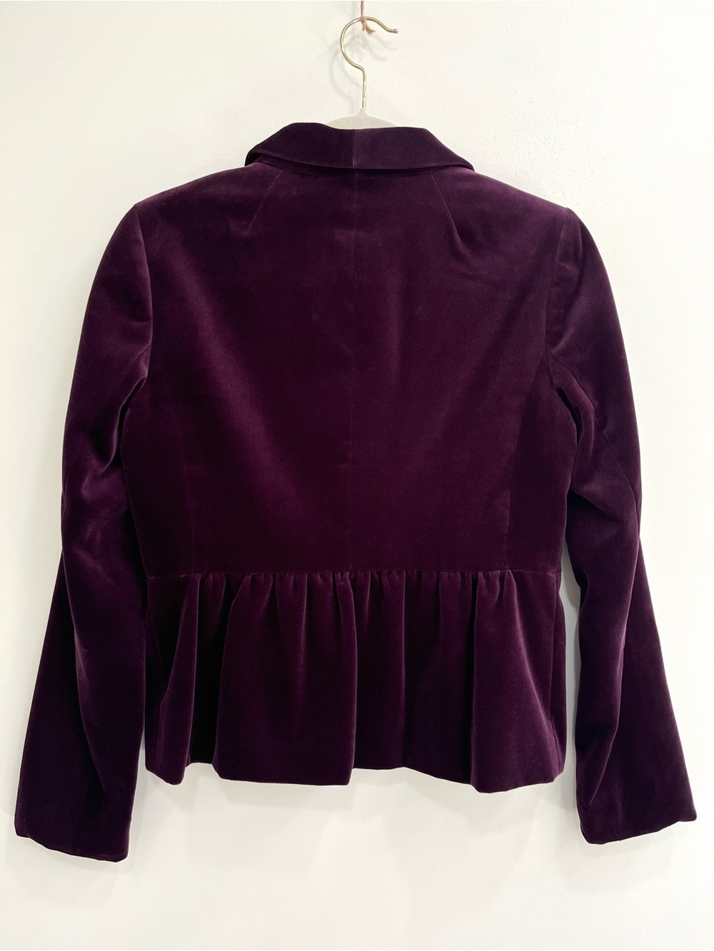 J Crew Purple Jewl Tone Crushed Velvet Pelum hem 2 Button Blazer Dark Romance 8 - Picture 2 of 12